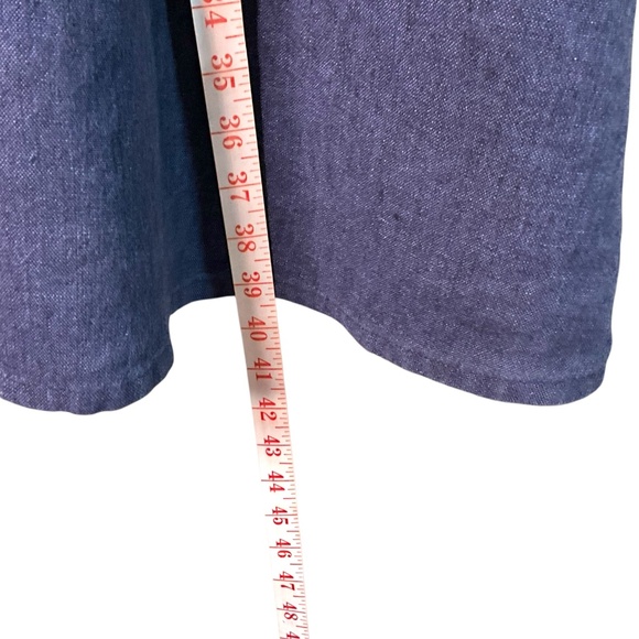 VALIA Made in Australia Navy 100% Linen Dress White Crochet Trim Sz L - Picture 7 of 9